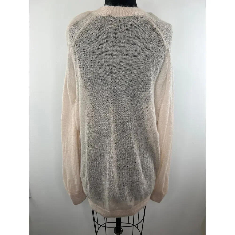 & Other Stories Ivory Mohair Wool Long Sleeve Round Neck Tunic Women's Sweater S